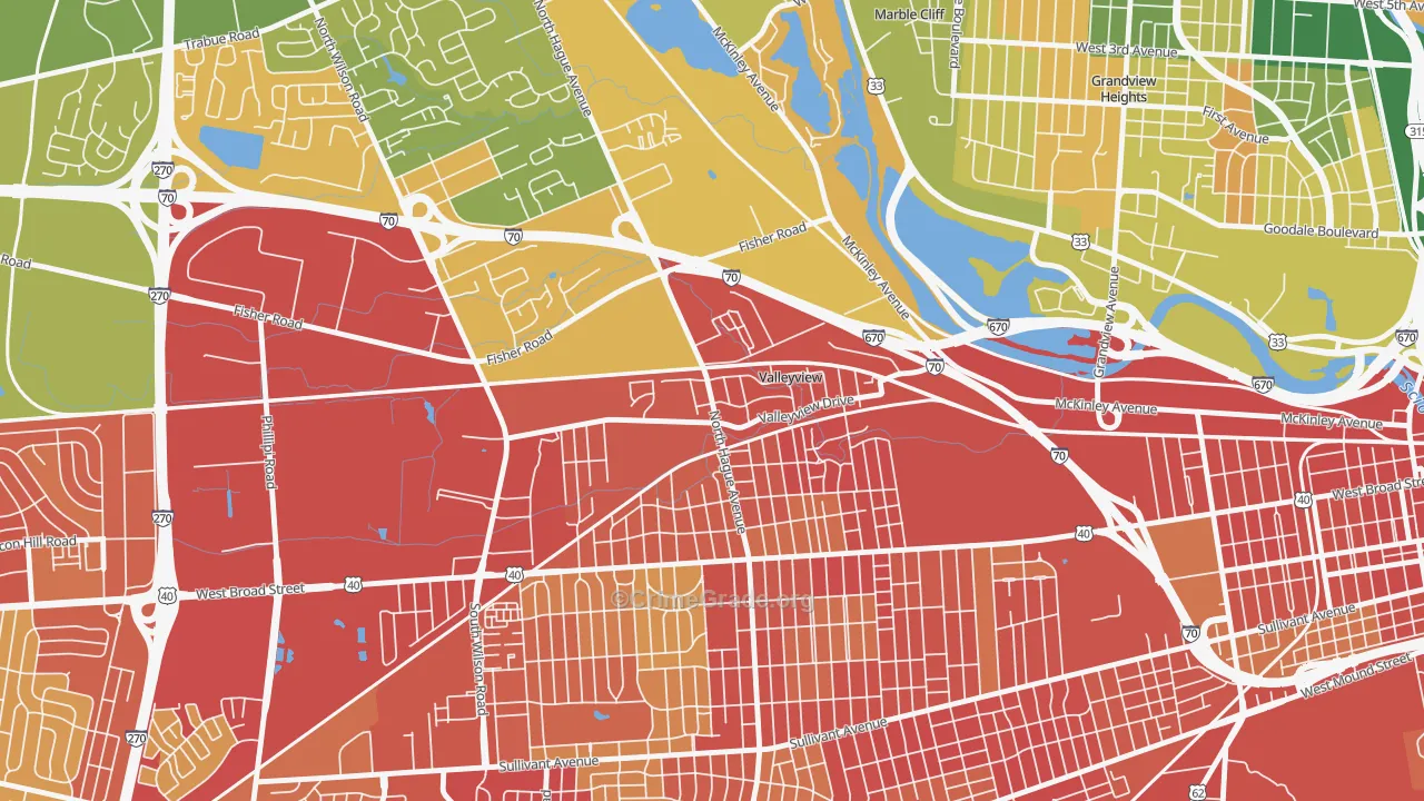 Valleyview, OH Map of Burglary Rates