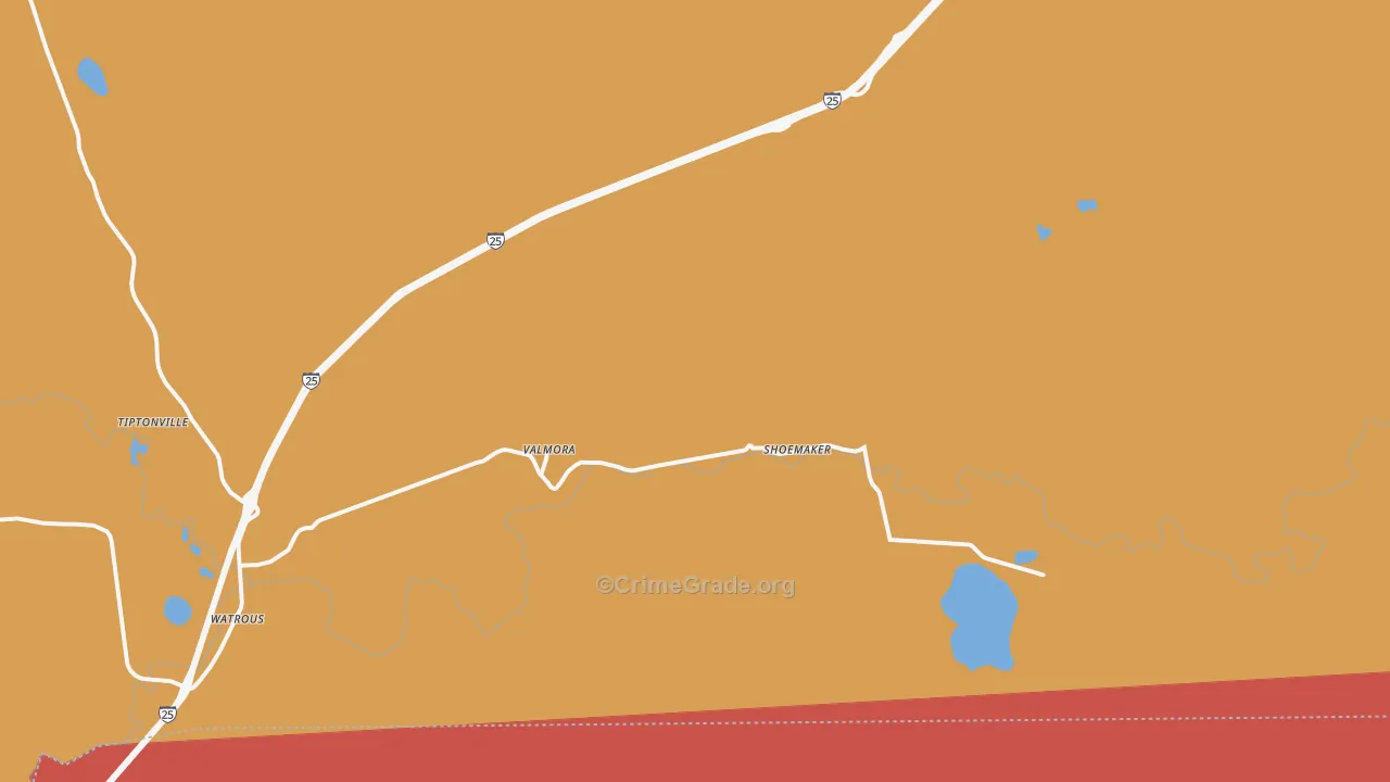 Valmora, NM Map of Burglary Rates