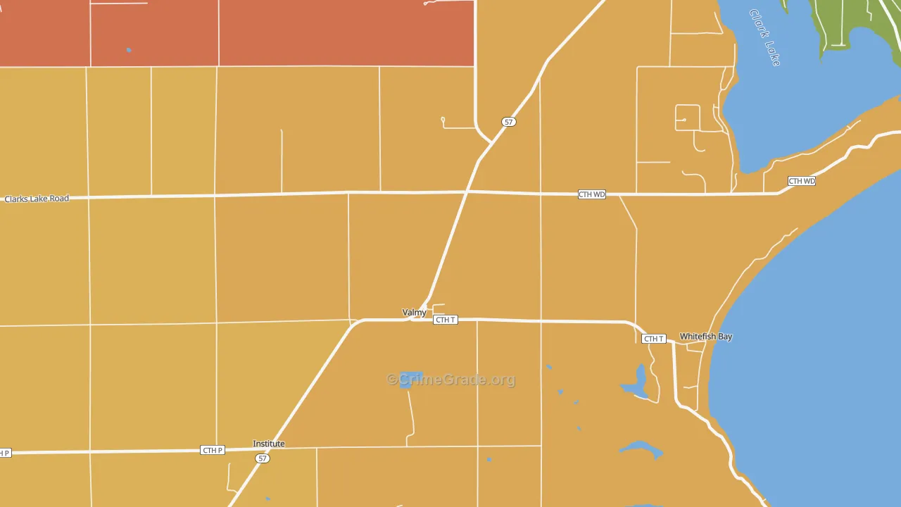 Valmy, WI Map of Burglary Rates
