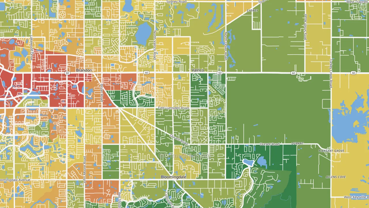 Valrico, FL Map of Burglary Rates