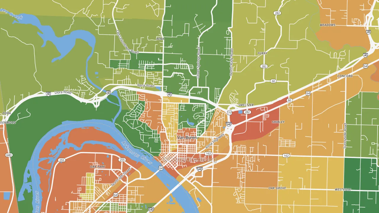 Van Buren, AR Map of Burglary Rates