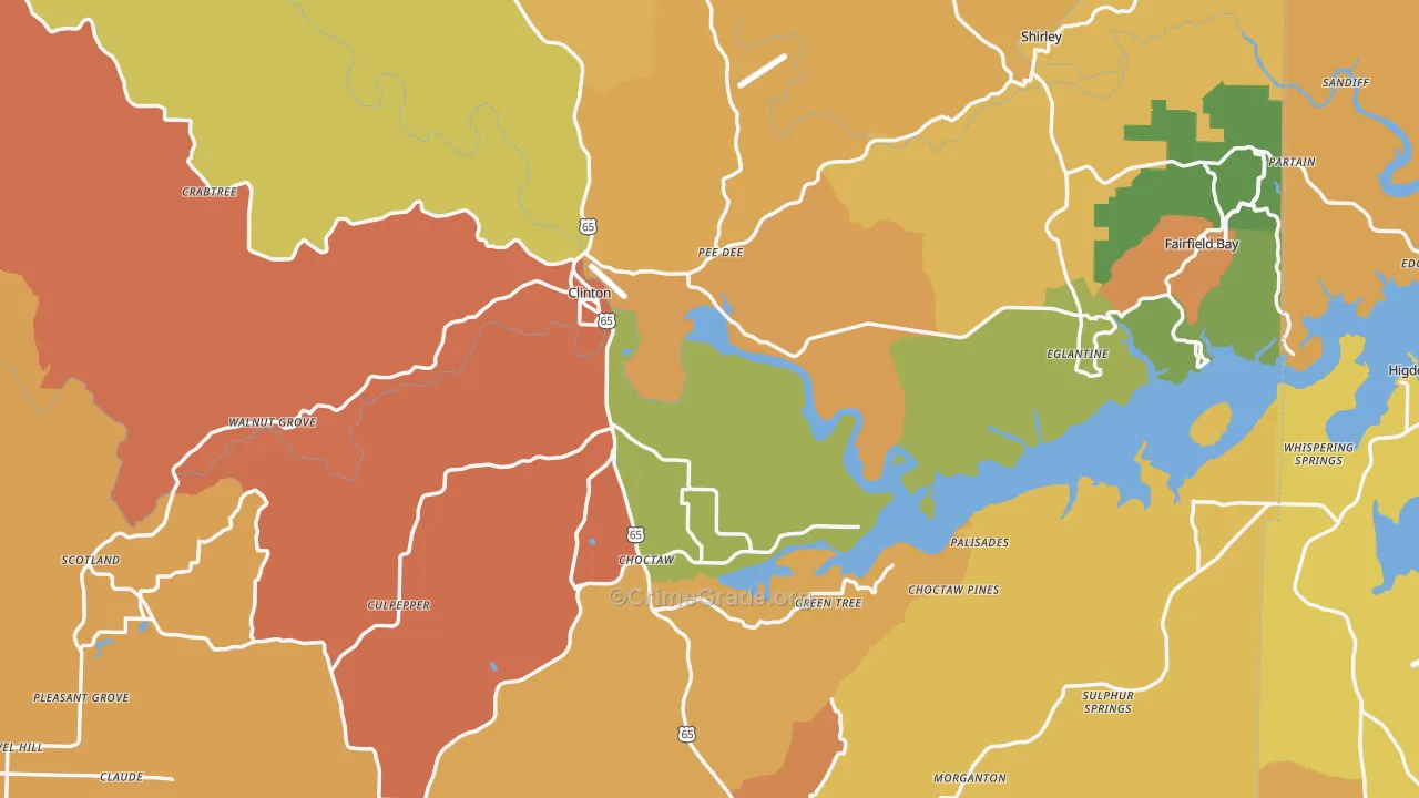 Van Buren County, AR Map of Burglary Rates