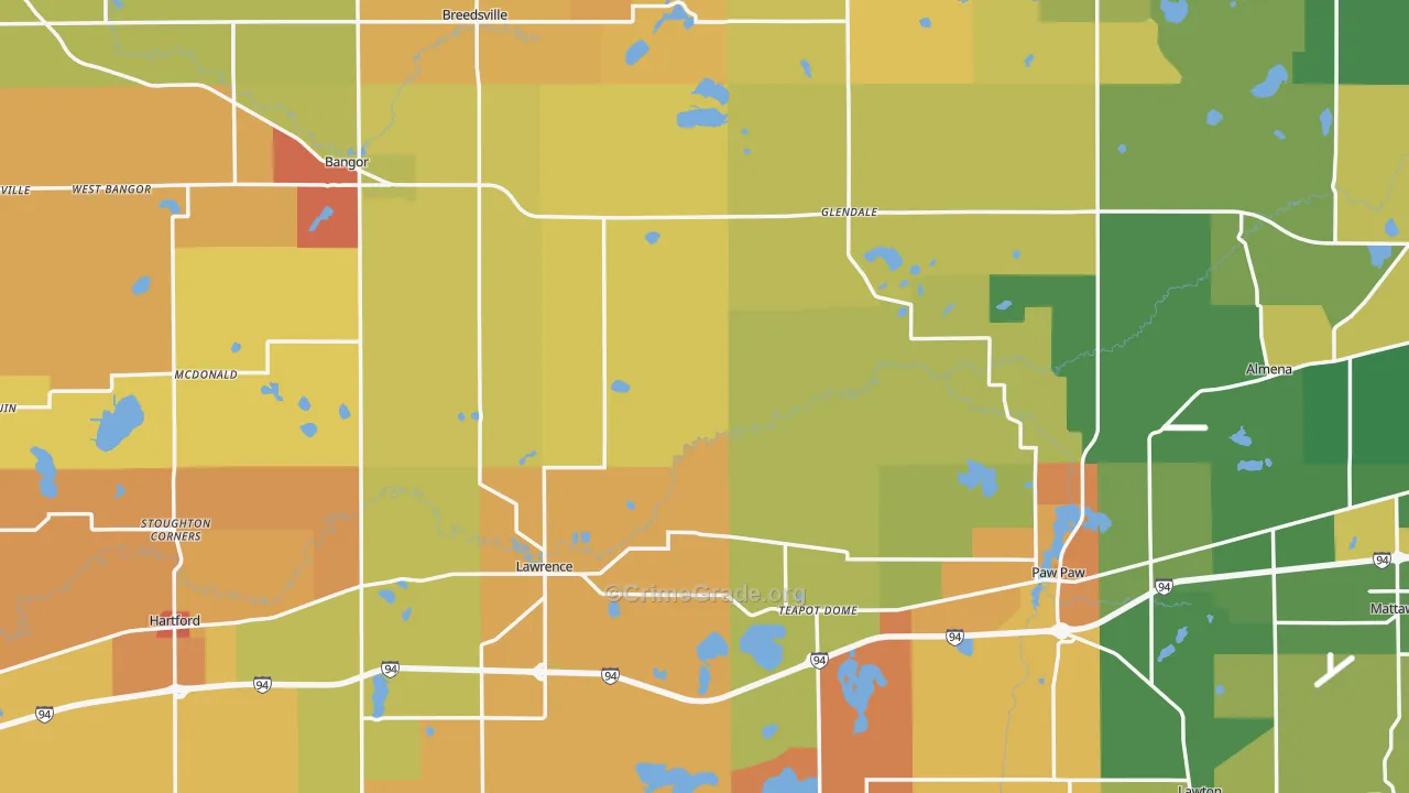 Van Buren County, MI Map of Burglary Rates