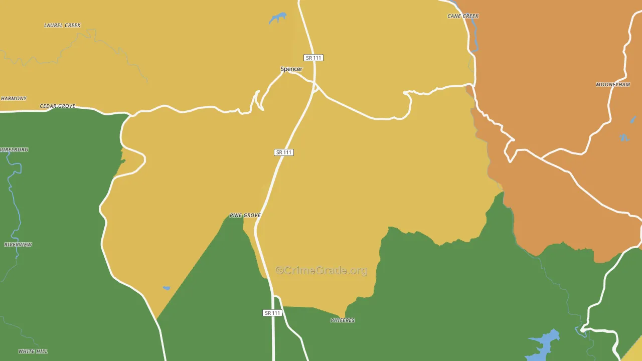 Van Buren County, TN Map of Burglary Rates