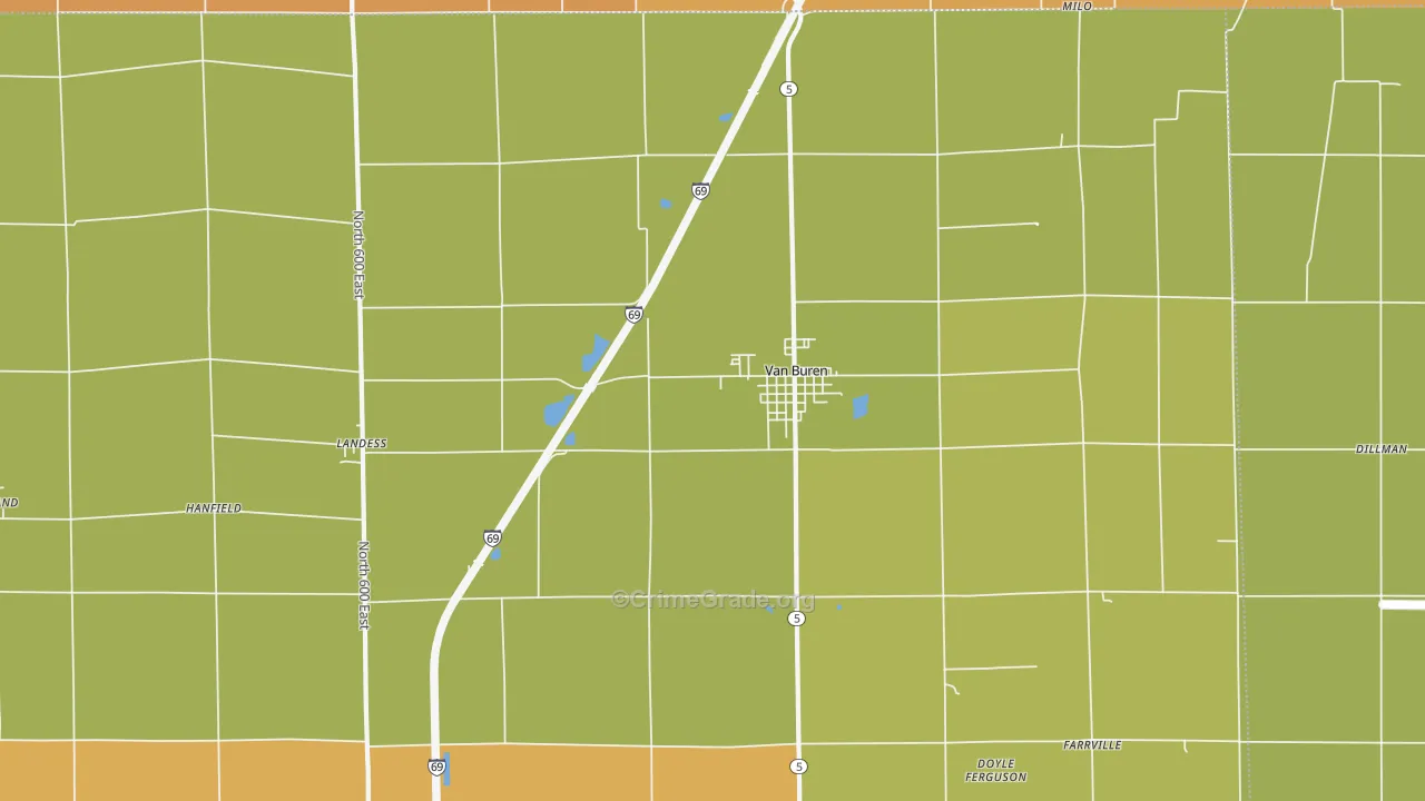 Van Buren, IN Map of Burglary Rates