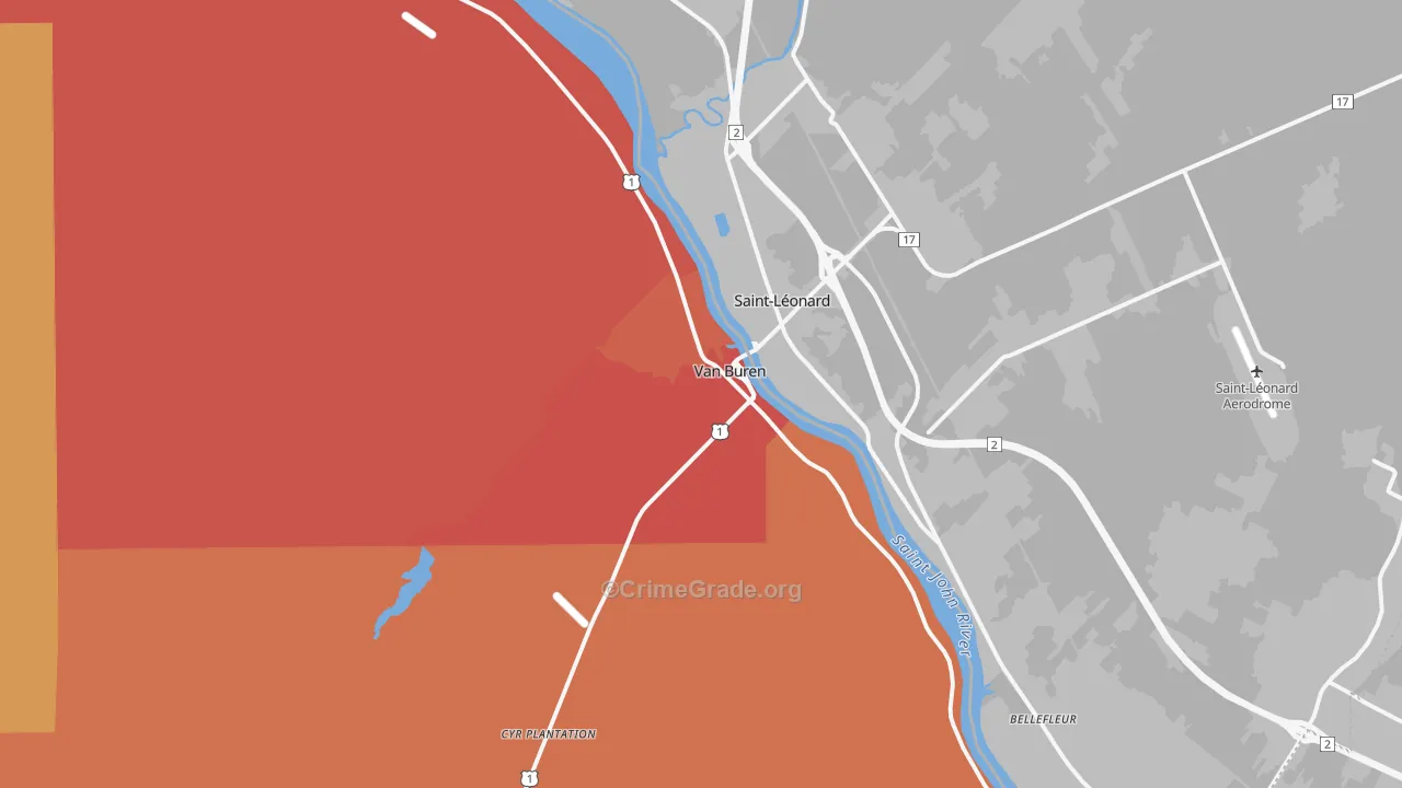 Van Buren, ME Map of Burglary Rates