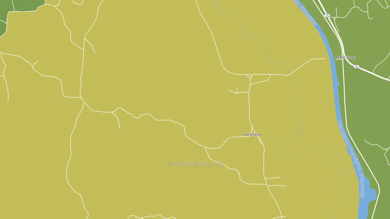 Van Buren, MS Map of Burglary Rates
