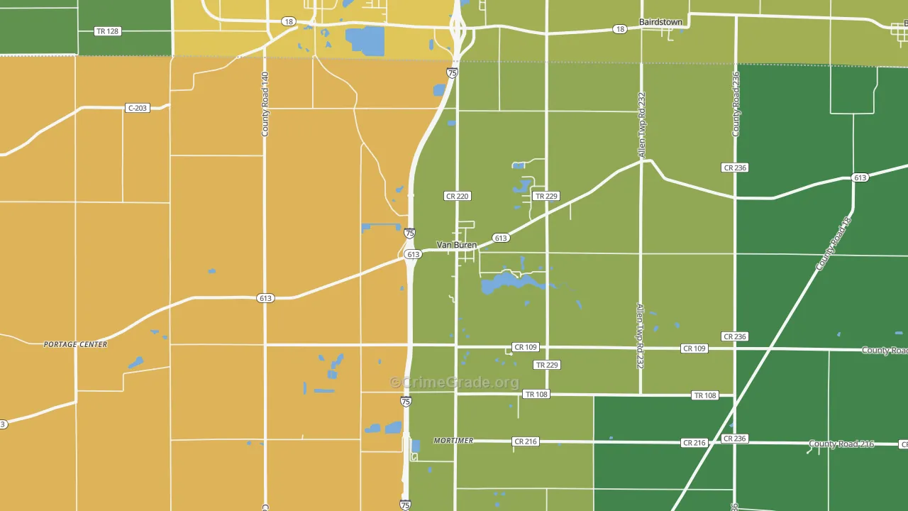 Van Buren, OH Map of Burglary Rates