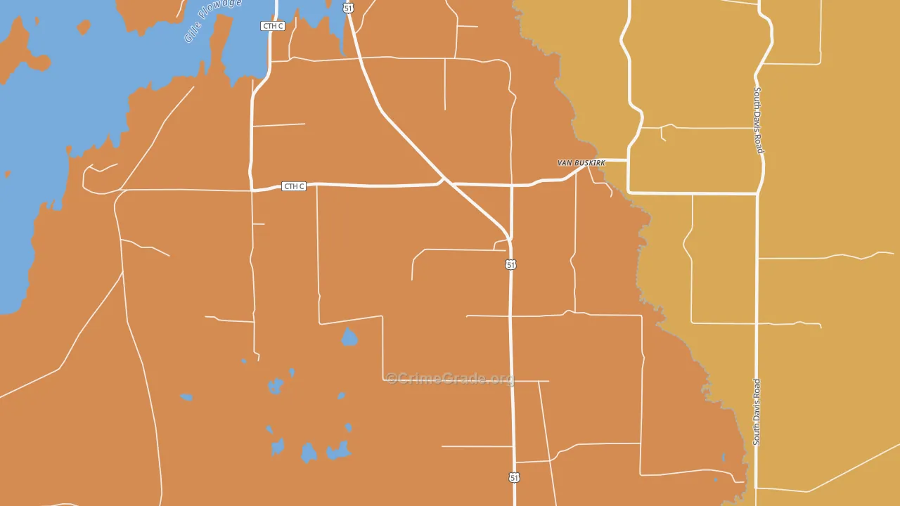 Van Buskirk, WI Map of Burglary Rates