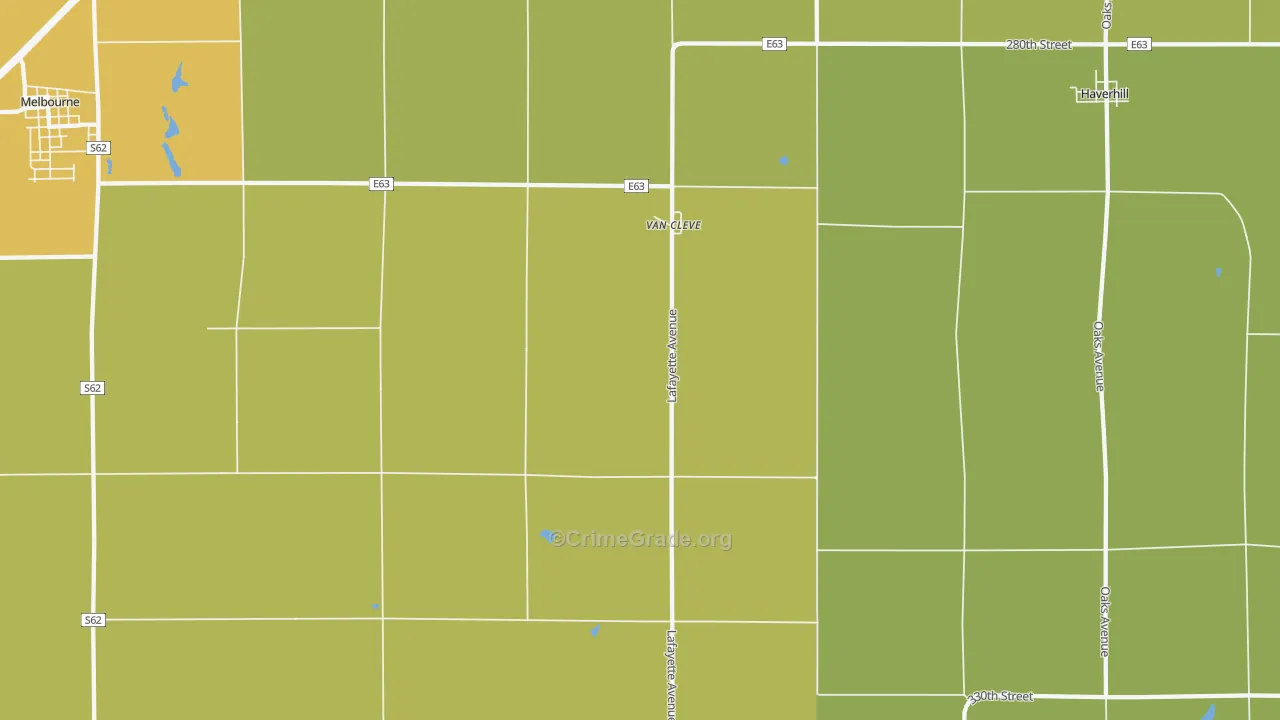 Van Cleve, IA Map of Burglary Rates