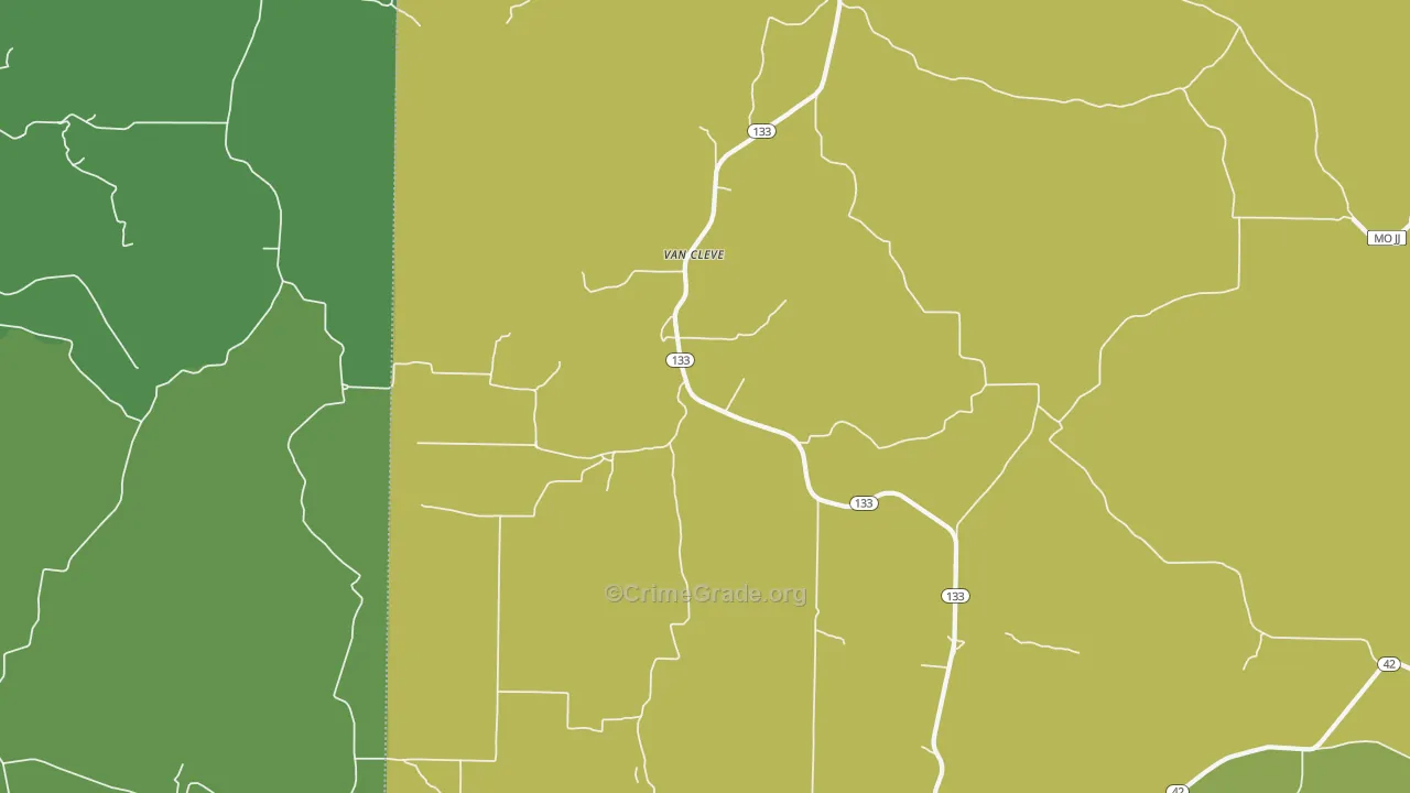 Van Cleve, MO Map of Burglary Rates