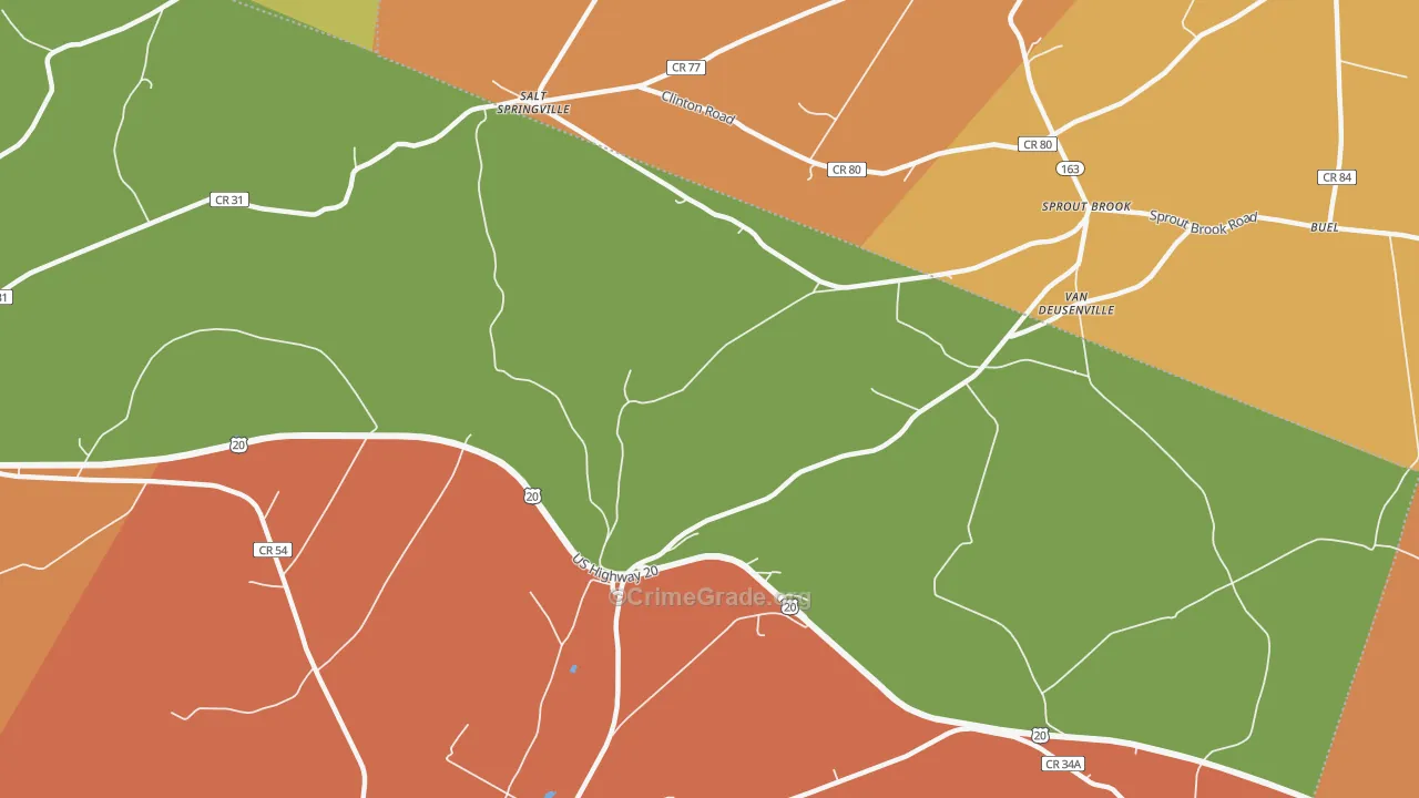 Van Deusenville, NY Map of Burglary Rates