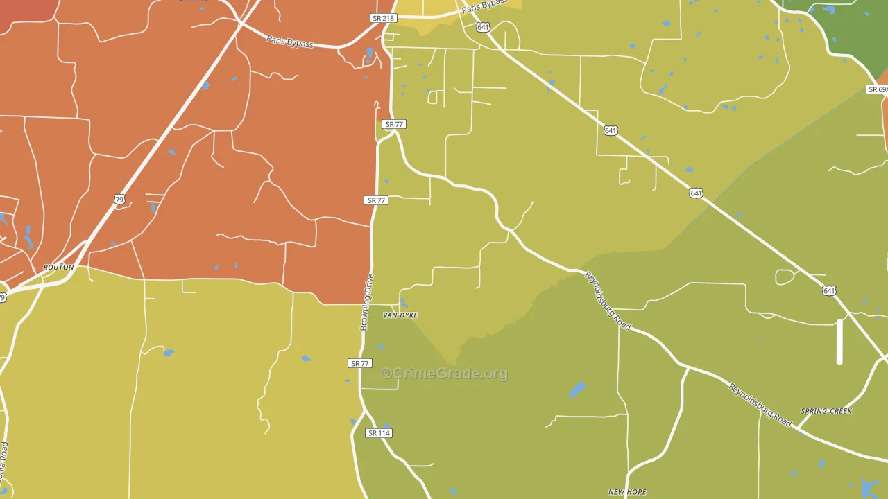 Van Dyke, TN Map of Burglary Rates