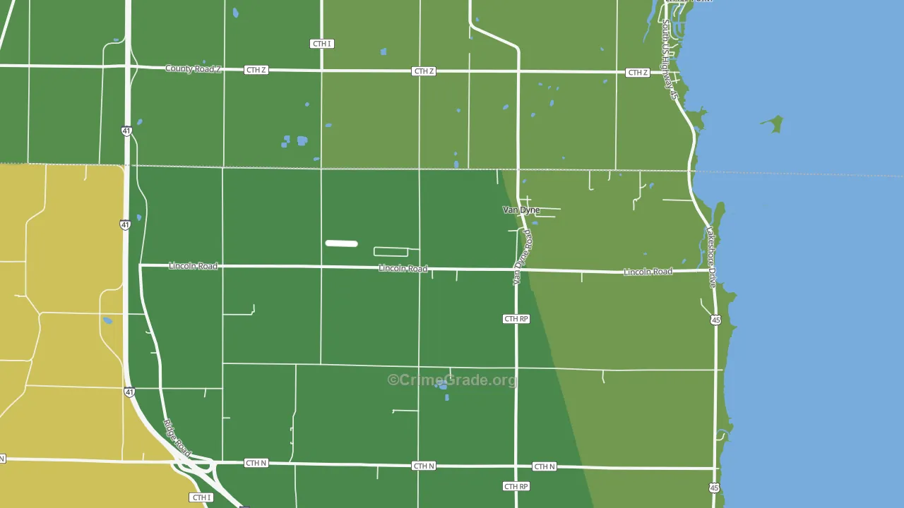 Van Dyne, WI Map of Burglary Rates
