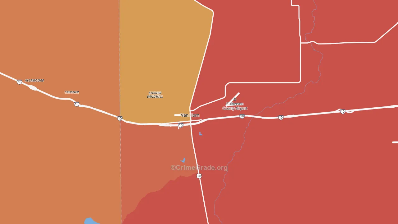 Van Horn, TX Map of Burglary Rates