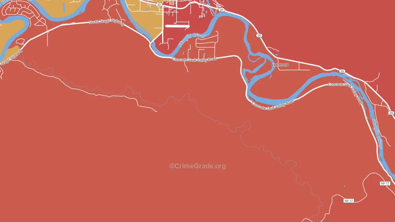 Van Horn, WA Map of Burglary Rates