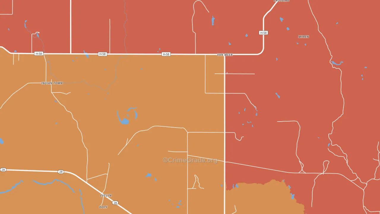 Van Meer, MI Map of Burglary Rates