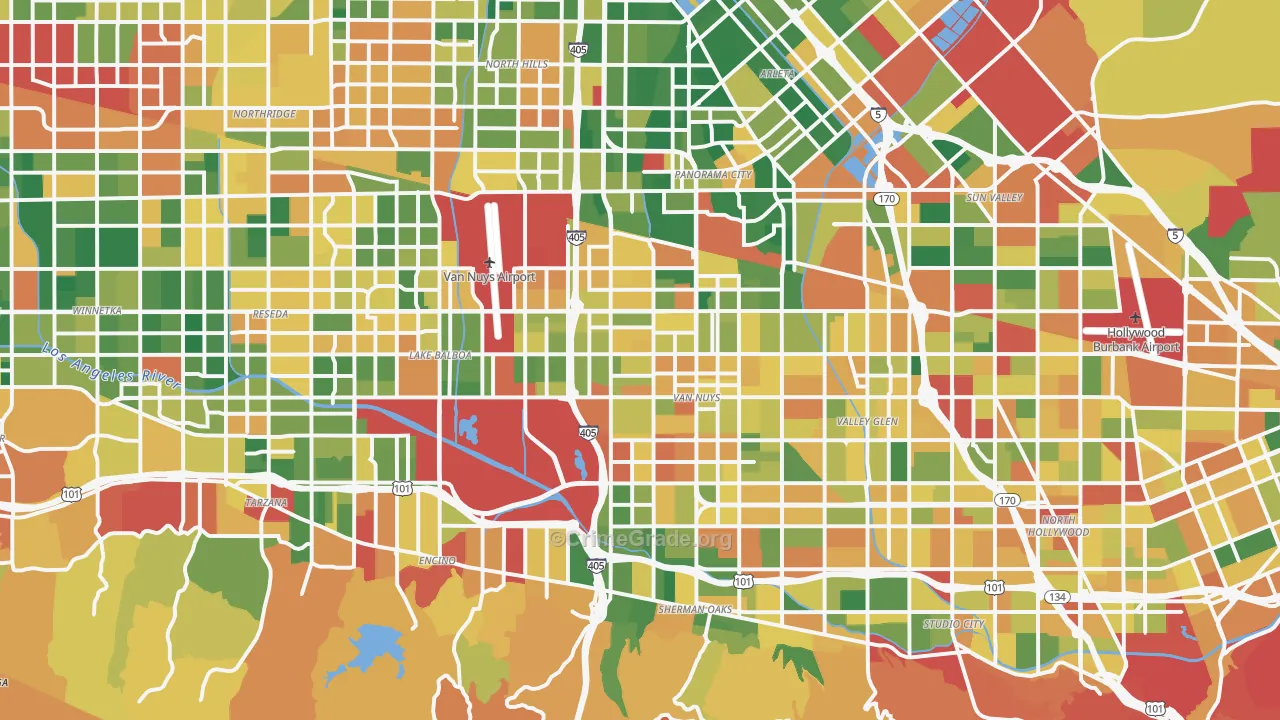Van Nuys, CA Map of Burglary Rates