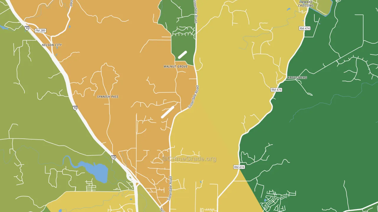 Van Raub, TX Map of Burglary Rates
