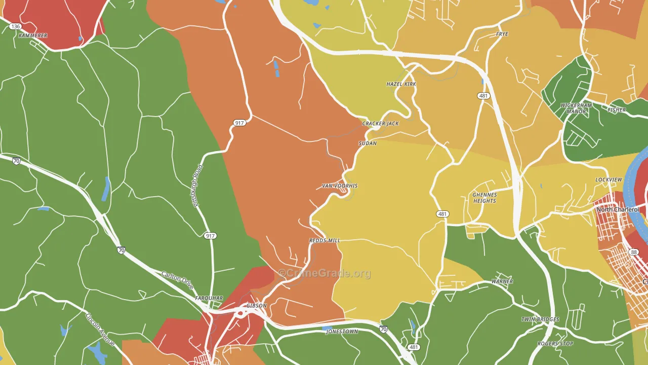 Van Voorhis, PA Map of Burglary Rates