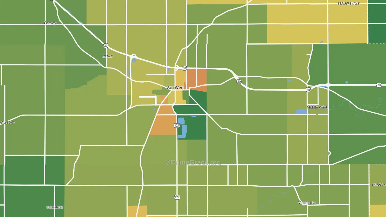 Van Wert County, OH Map of Burglary Rates
