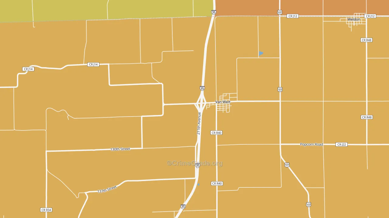 Van Wert, IA Map of Burglary Rates