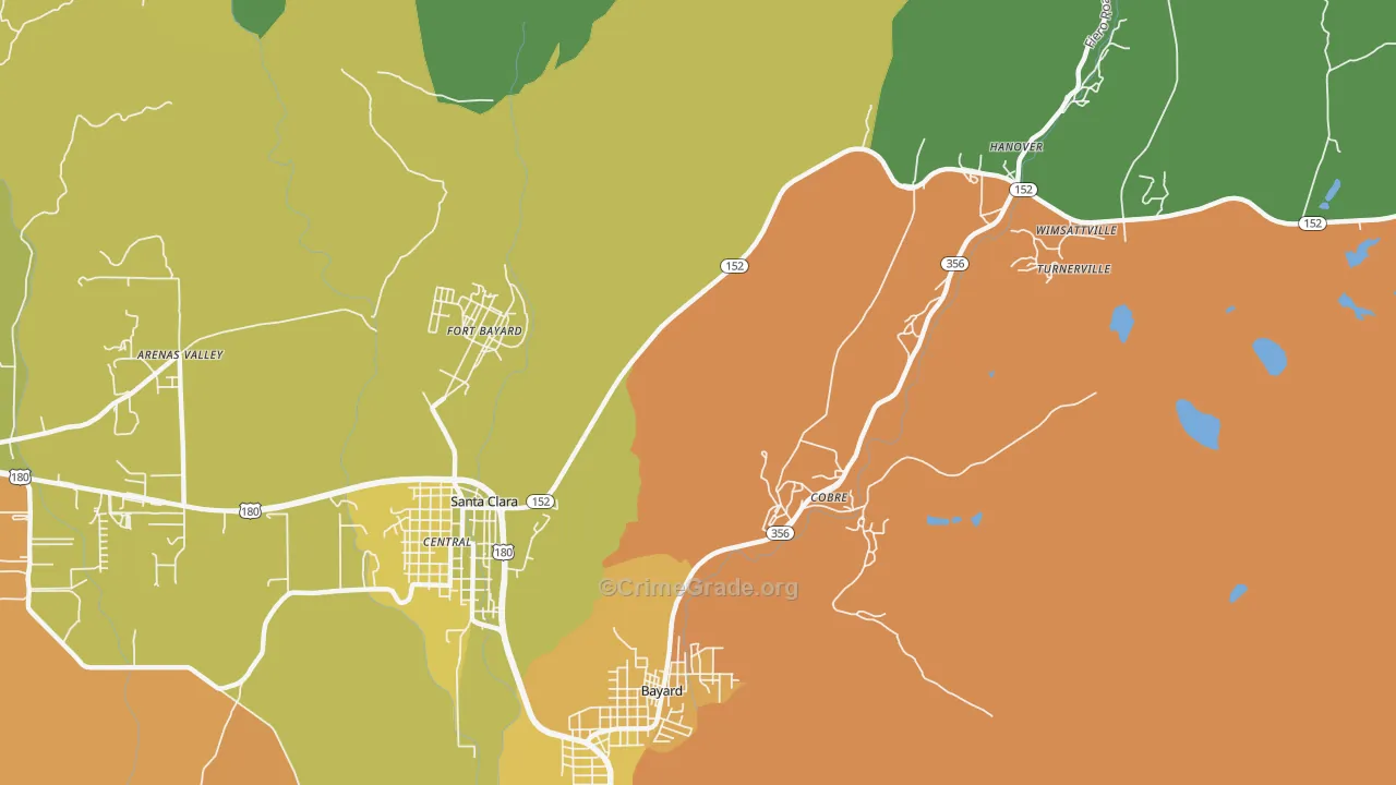 Vanadium, NM Map of Burglary Rates