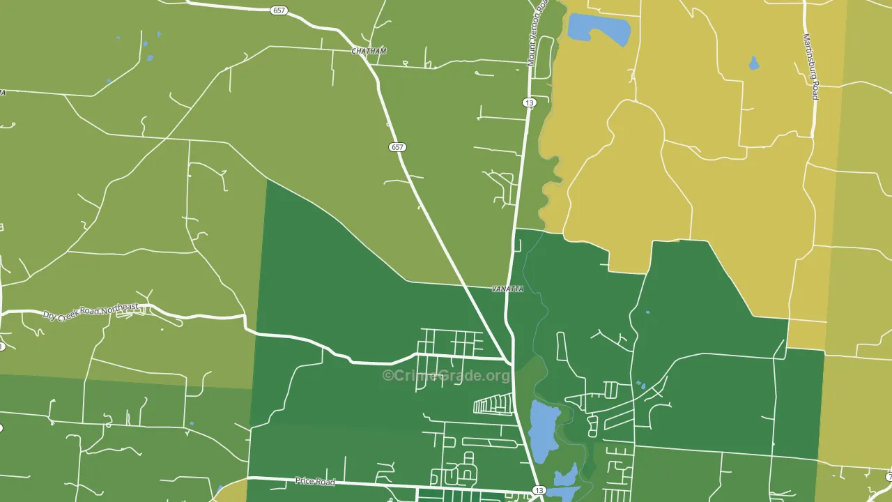 Vanatta, OH Map of Burglary Rates