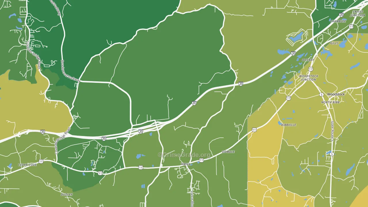 Vance, AL Map of Burglary Rates