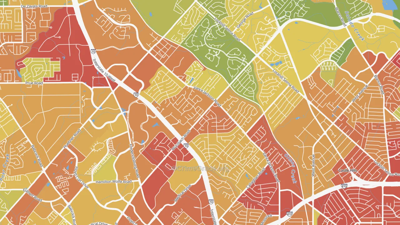 Vance Jackson, San Antonio, TX Map of Burglary Rates