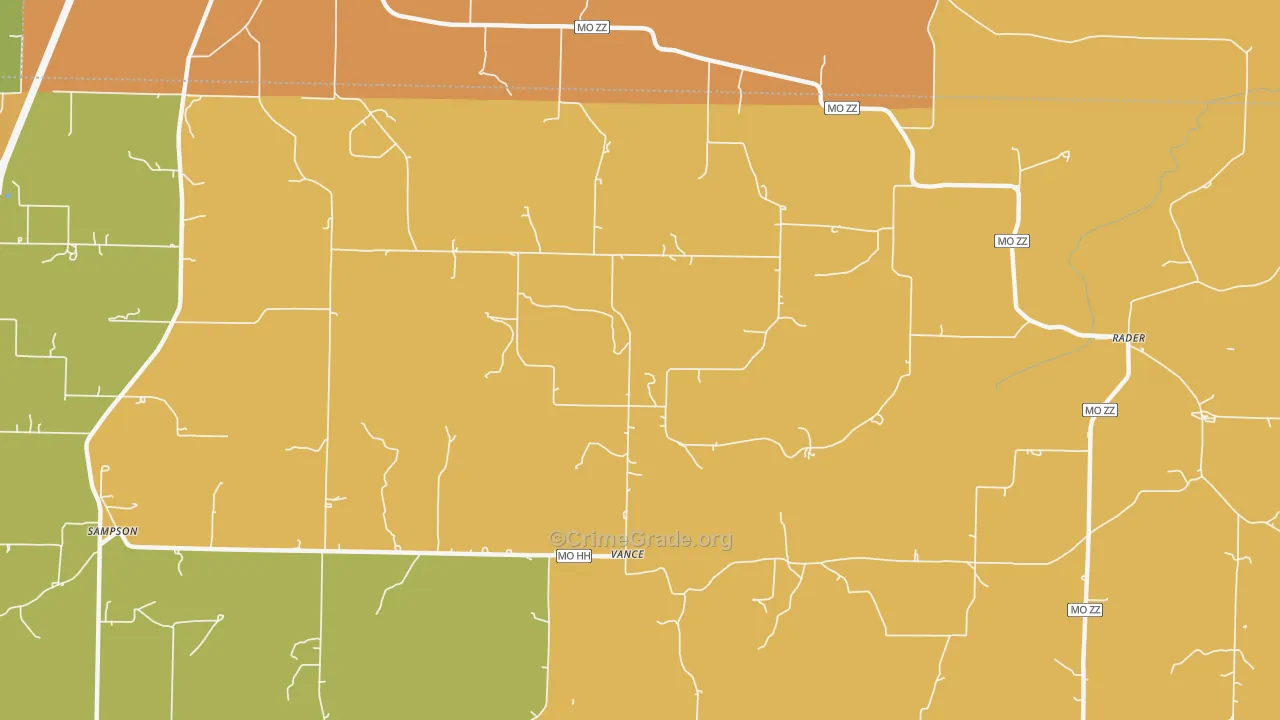 Vance, MO Map of Burglary Rates