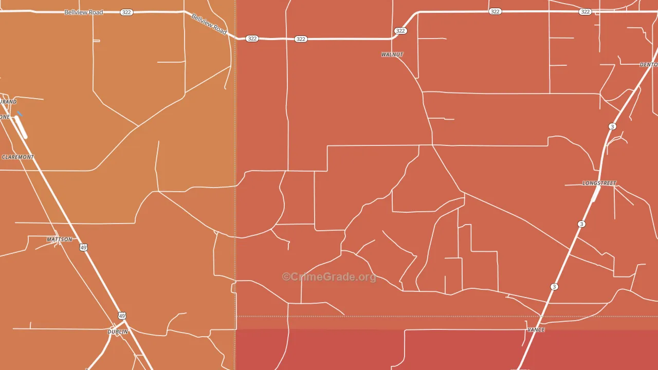 Vance, MS Map of Burglary Rates