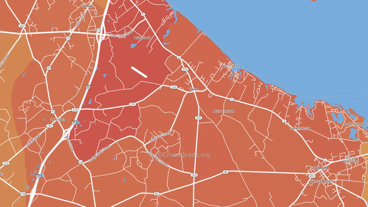 Vance, SC Map of Burglary Rates
