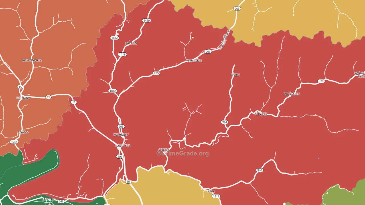 Vancleve, KY Map of Burglary Rates