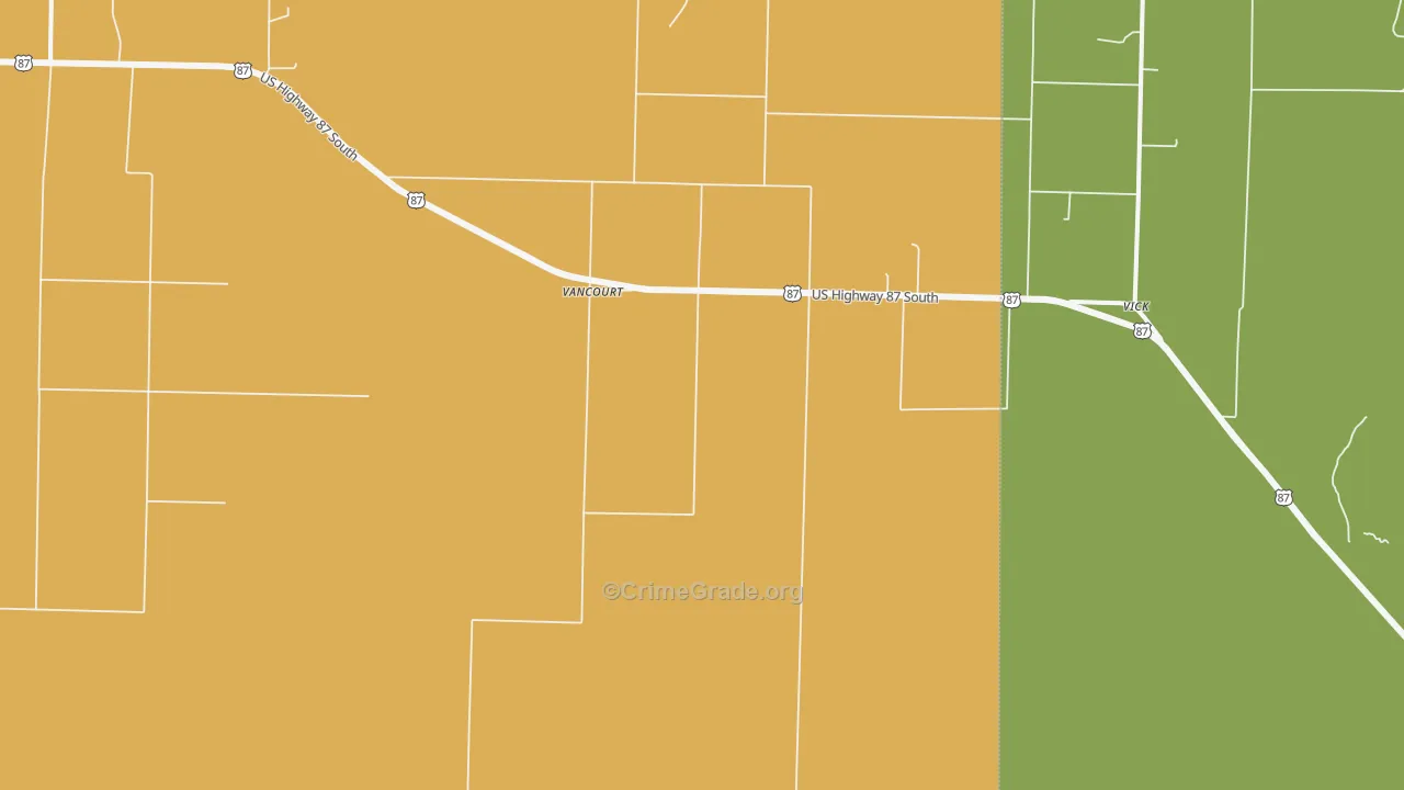 Vancourt, TX Map of Burglary Rates