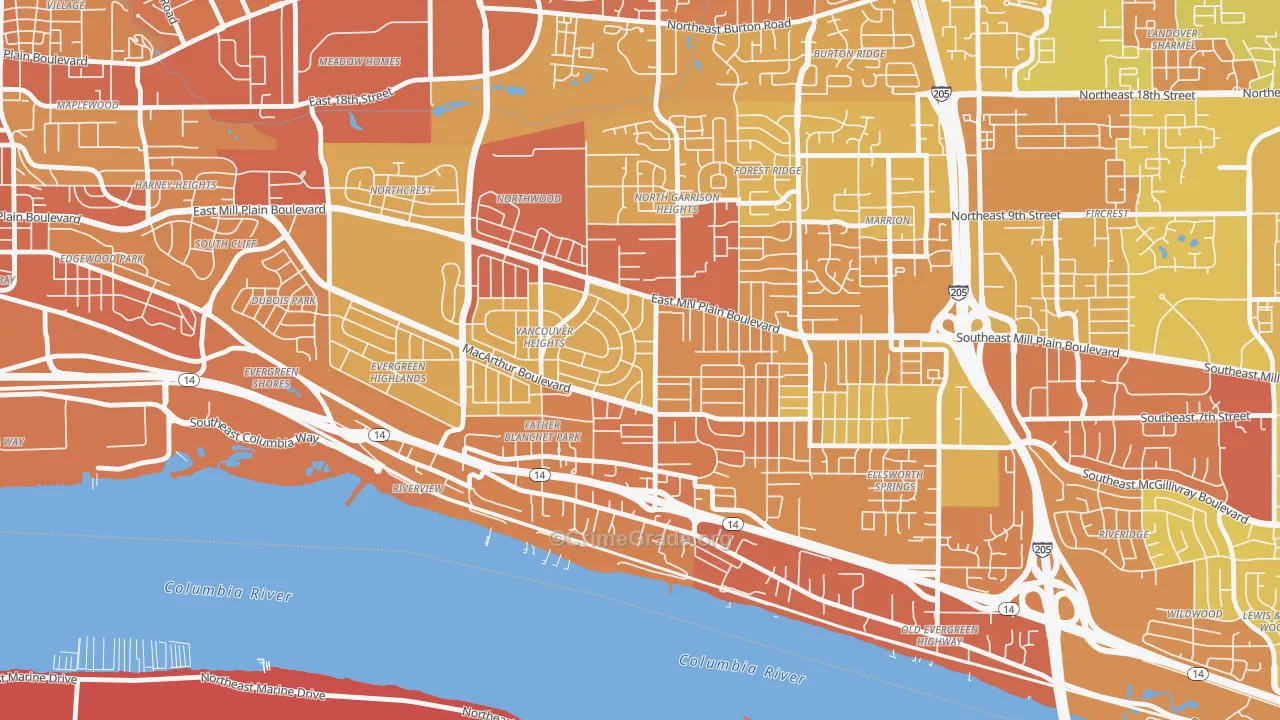 Vancouver Heights, Vancouver, WA Map of Burglary Rates