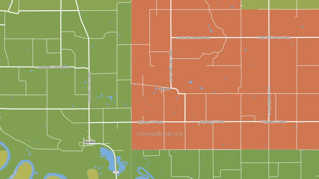 Vandalia, IA Map of Burglary Rates
