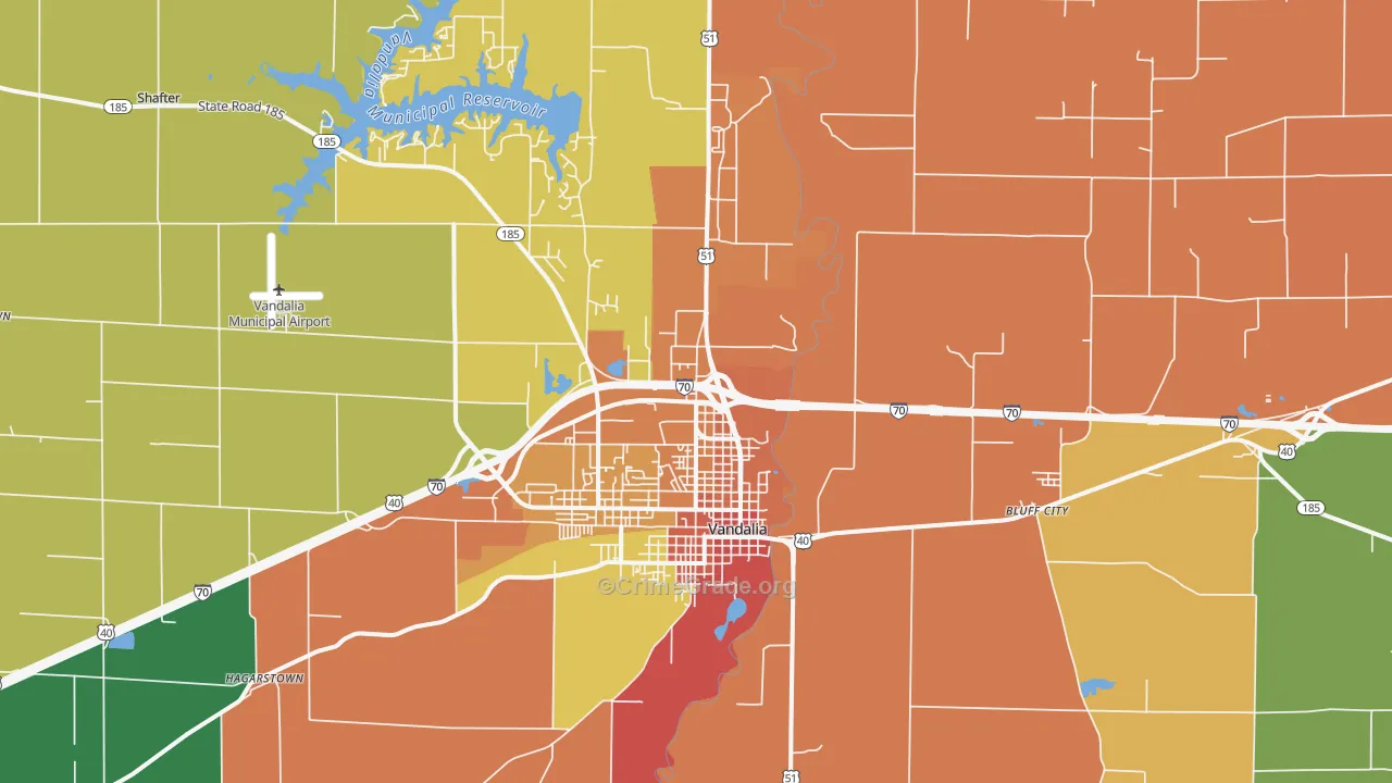 Vandalia, IL Map of Burglary Rates