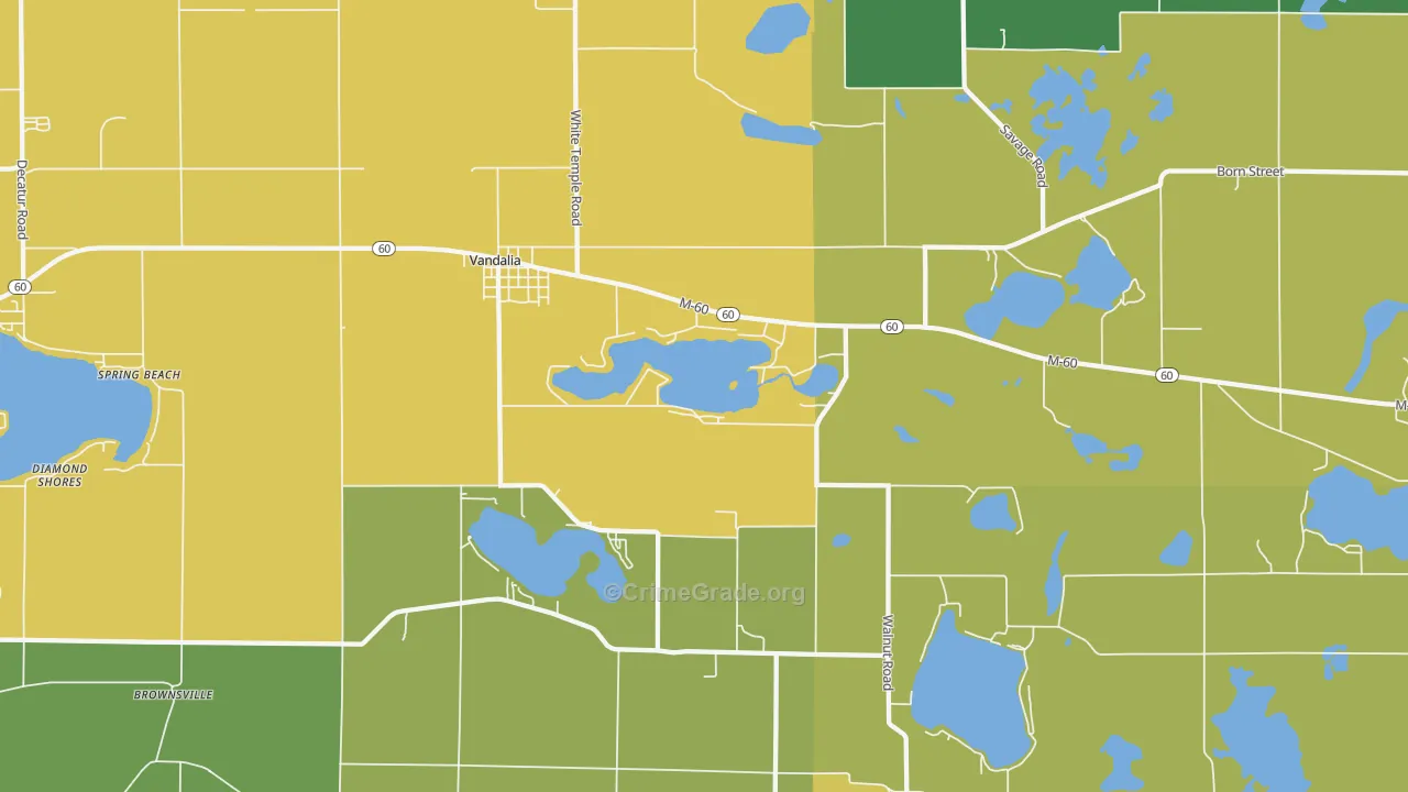 Vandalia, MI Map of Burglary Rates