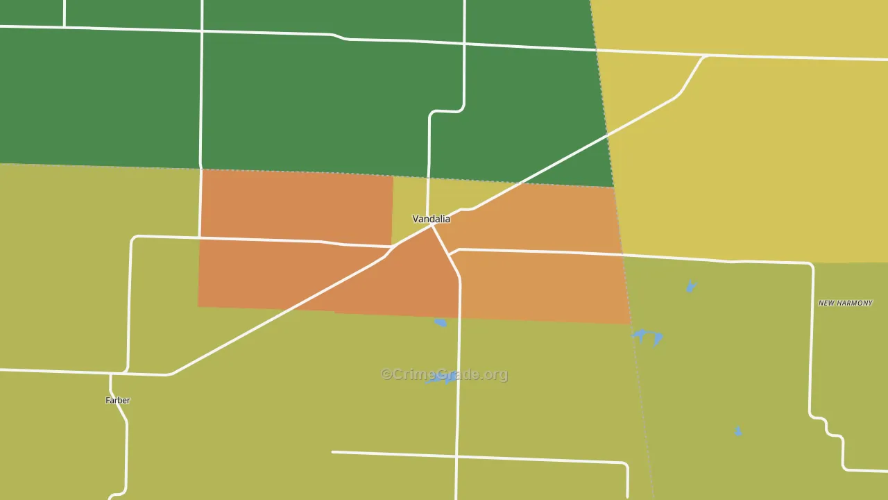 Vandalia, MO Map of Burglary Rates