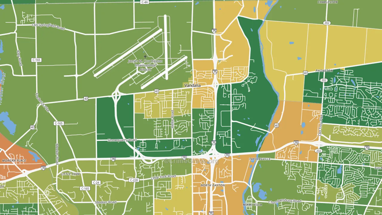 Vandalia, OH Map of Burglary Rates