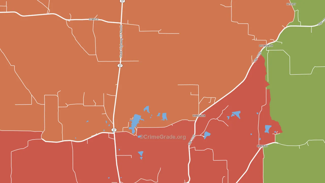Vandalia, TX Map of Burglary Rates