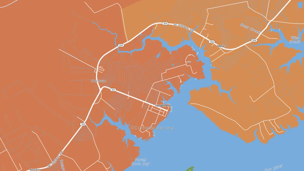 Vandemere, NC Map of Burglary Rates