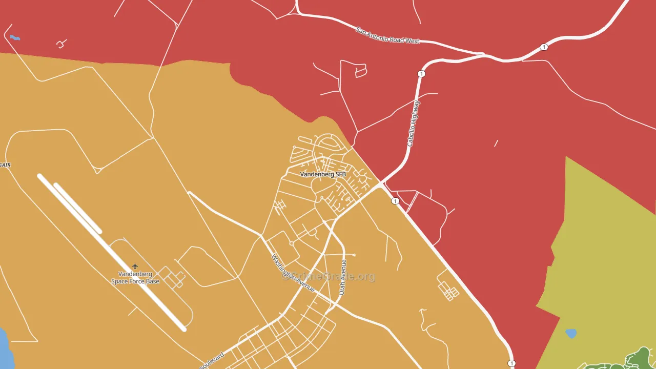 Vandenberg AFB, CA Map of Burglary Rates