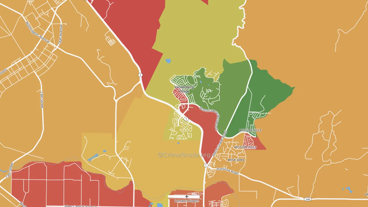 Vandenberg Village, CA Map of Burglary Rates