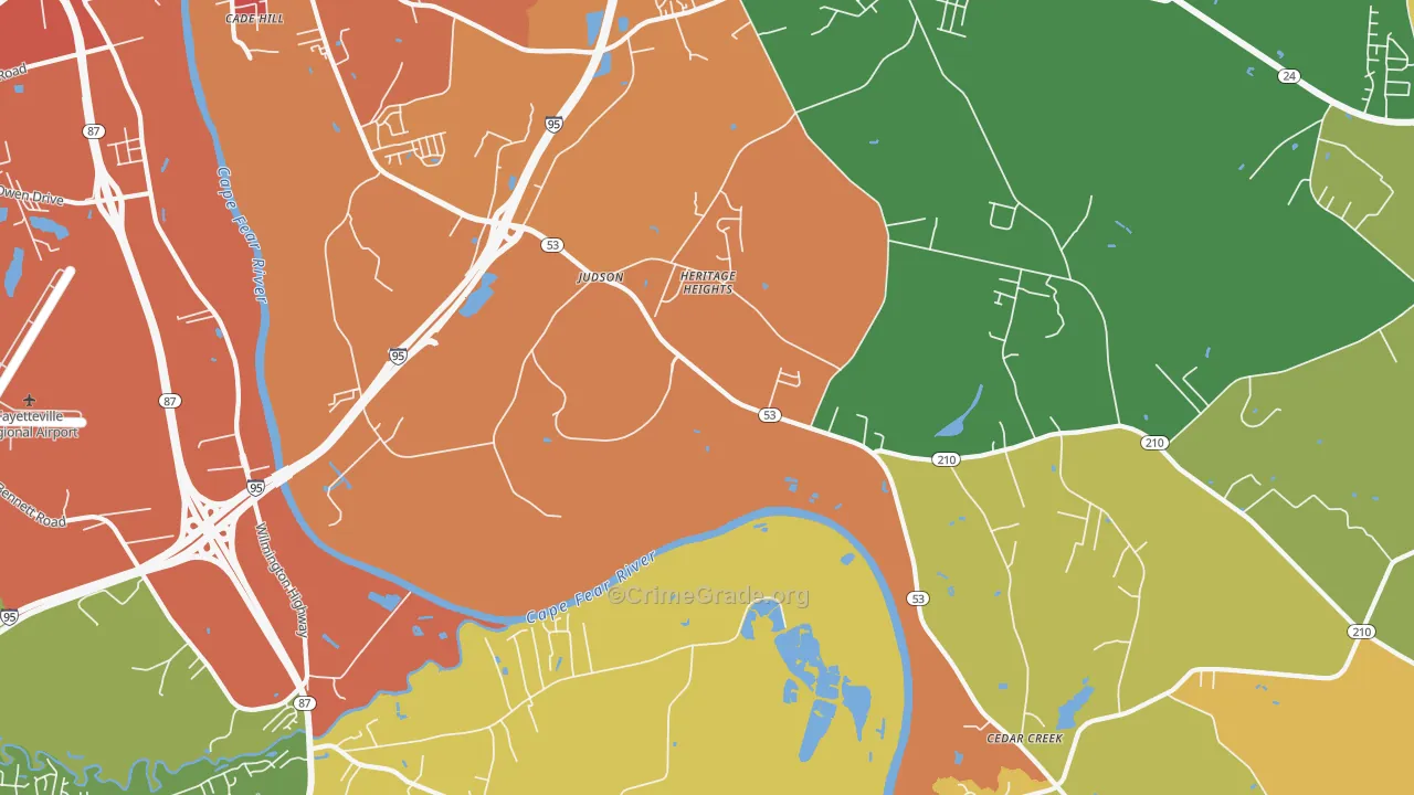 Vander, NC Map of Burglary Rates