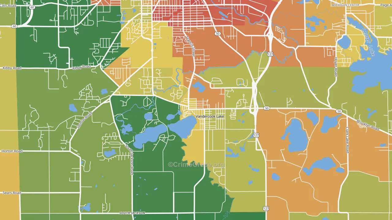 Vandercook Lake, MI Map of Burglary Rates