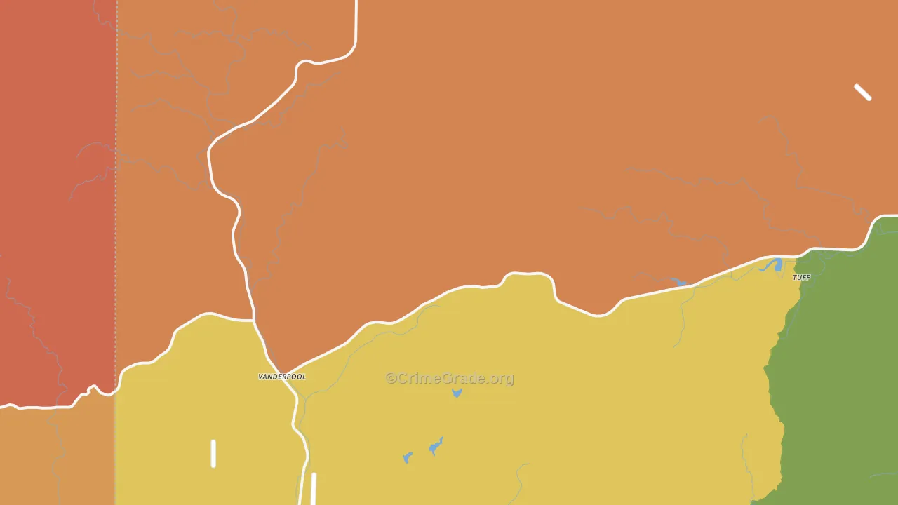 Vanderpool, TX Map of Burglary Rates