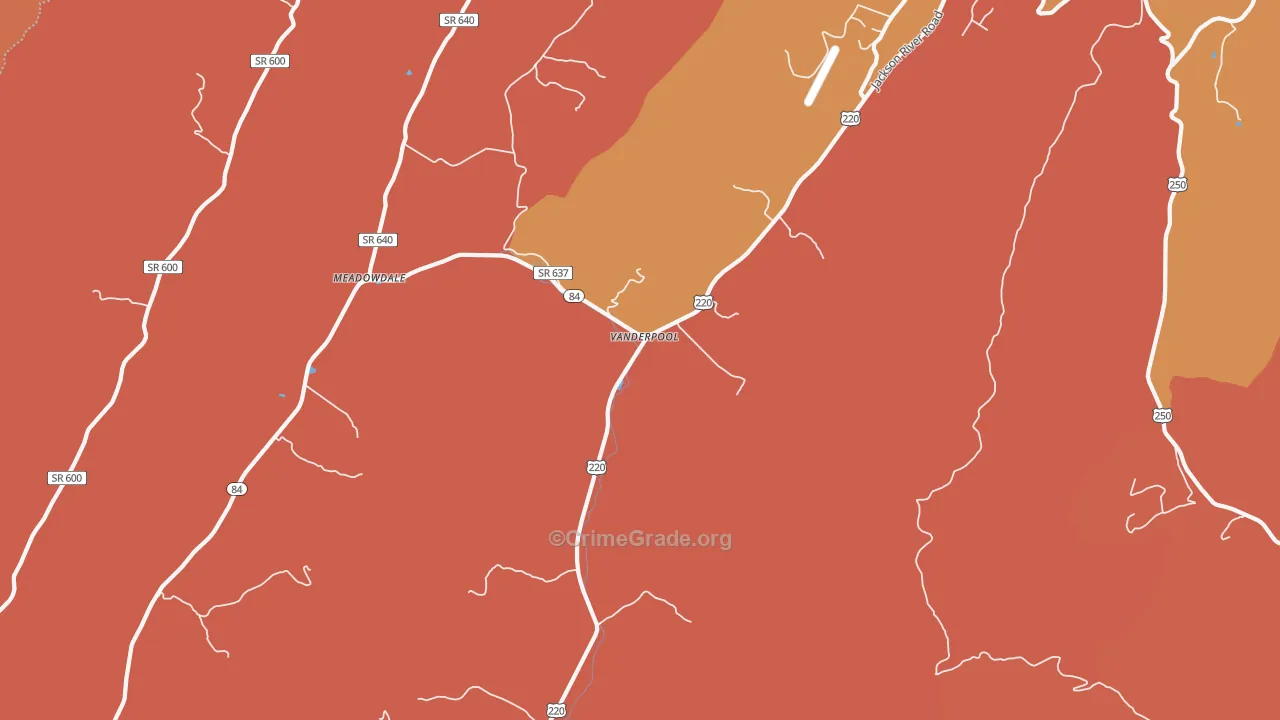 Vanderpool, VA Map of Burglary Rates
