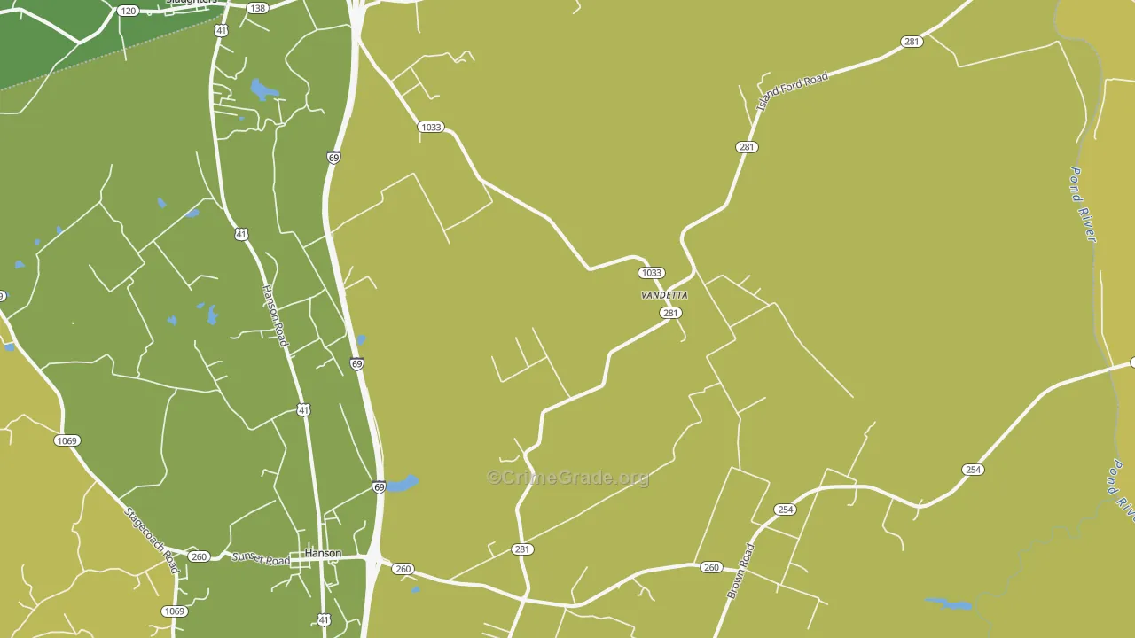 Vandetta, KY Map of Burglary Rates